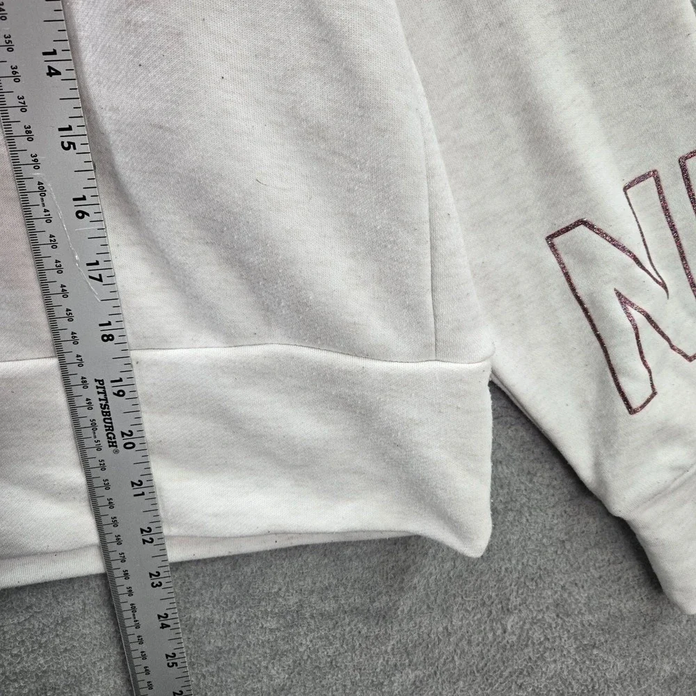 Nike Women Sweatshirt‎ XL White Center Swoosh Dri Fit Cropped Logo Pullover